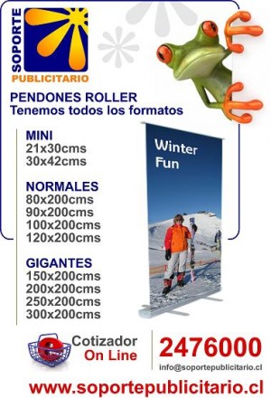 SOPORTEPUBLICITARIO prestadores de Servicio tecnico en Chile en Santiago |  PENDONES ROLLER Tenemos todos los formatos, Tenemos todos los formatos (pendon Roller, pend&oacute;n Roller, pendones Roller, 