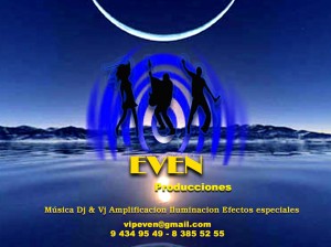 EVEN PRODUCCIONES prestadores de Servicio tecnico en Chile en Las Condes |  vJ CON AMPLIFICACION E ILUMINACION, PANTALLAS A DOMICILIO, AMPLIFICACION, ILUMINACION, DJ, VJ, EVENTOS, CUMPLEA&Ntilde;OS, BAUTIZOS