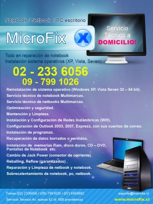 Microfix Chile prestadores de Servicio tecnico en Chile en Huechuraba |  Reparacion De Notebook Netbook Pc A Domicilio Outlook RED, Servicio Tecnico de Computacion a Domicilio, Redes, Notebook y PC
