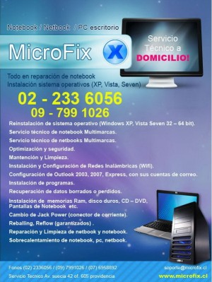 microfixchile prestadores de Servicio tecnico en Chile en Vitacura |  Servicio Tecnico a Domicilio Pc Netbook Notbook Outlook , Reparacion de PC y laptops a domicilio