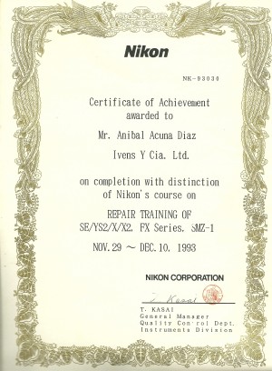 ANIBAL ACU&Ntilde;A DIAZ prestadores de Servicio tecnico en Chile en Estaci&oacute;n Central |  TECNICO CERTIFICADO NIKON MICROSCOSCOPIOS LABORATORIO, CERTIFICADO MANTENCION