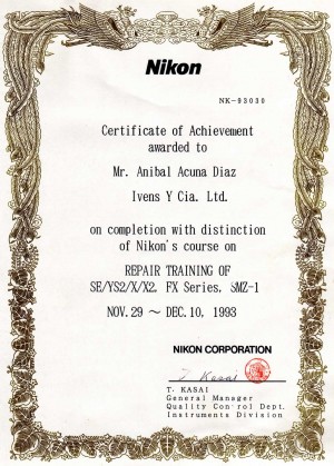 sebastian acu&ntilde;a negrete prestadores de Servicio tecnico en Chile en Santiago |  Servicio tecnico especializado en microscopia nikon certificado de man, Calibracion reparacion mantencion certificacion instalacion 