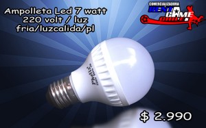RENTAGAME CHILE prestadores de Servicio tecnico en Chile en Santiago |  Ampolleta led 7 watt / 220 volt / luz fria/luzcalida/pl precio: $ 2990, Iluminacion led