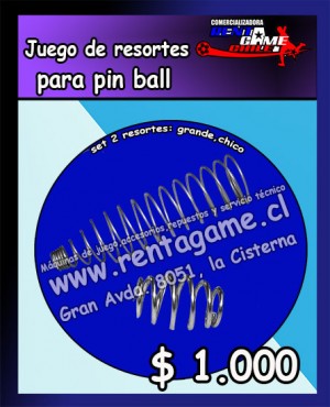 RENTAGAME CHILE prestadores de Servicio tecnico en Chile en La Cisterna |  Juego de resortes para pin ball/maquinas de juego precio: $ 1.000, Rentagame: maquinas de juego:  accesorios,repuestos, servicio tecnico