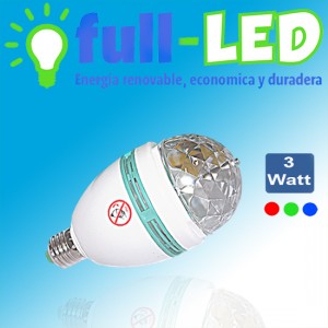 importadora full-led prestadores de Servicio tecnico en Chile en La Cisterna |  Ampolleta  led giratorio multicolor full-led /3 watt, Iluminacion led, ahorre hasta un 90% de energia electrica