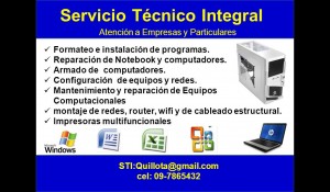 Servicio T&eacute;cnico Integral Quillota Anuncios gratis en Quillota |  Servicio Técnico Integral Quillota (Reparación y mantención: Notebook, PC,, Atención a Empresas y Particulares 	Formateo e instalación de programas. 