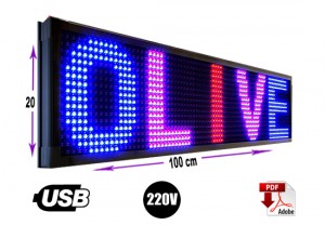 Rentagame chile prestadores de Servicio tecnico en Chile en La Cisterna |  Letrero programable 20 x 100 cm rgb o multicolor, Rentagame: lider en letreros programables usb