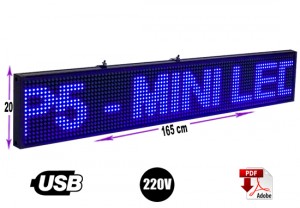 Rentagame chile prestadores de Servicio tecnico en Chile en La Cisterna |  Letrero programable led 165 x 20 cm color azul, Rentagame: lider en letreros programables usb
